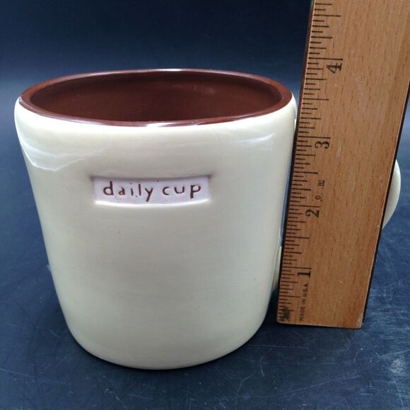 Starbucks Daily Cup Coffee Mug 12oz Artisan Look Cream with Brown Interior 2008 - Picture 8 of 8